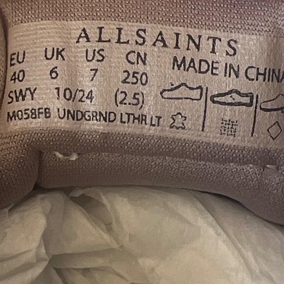 All Saints Underground Low Tops Triple white Leather Men Size EU40 US7 - Picture 10 of 11